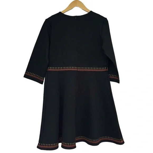 Lai Meng Five Cats Embroidered Floral Folk art Mini Dress Black Size XL NWT - Picture 2 of 14